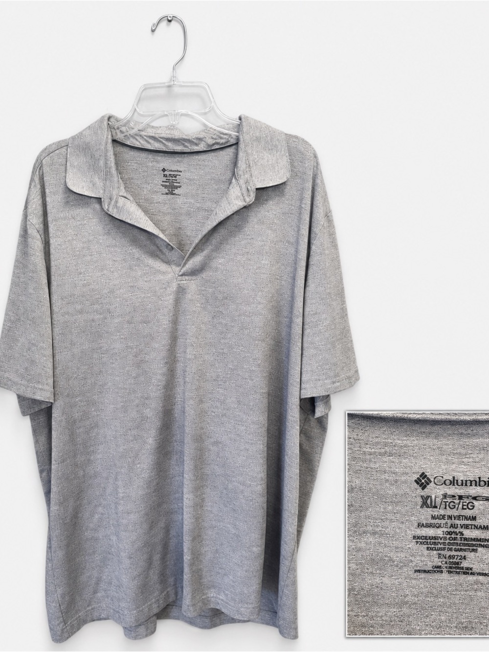 Columbia PFG Men’s XL Gray Short Sleeve Performance Fishing Polo Shirt